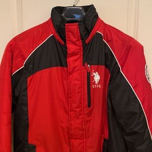 US Polo Assn, red, black, white winter jacket, size L/G 14-26
